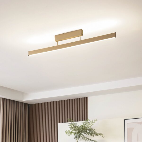 Lucande Smart LED осветление за таван Mylosh, злато, CCT, Tuya, Затъмняване, Злато / месинг, Дневна/трапезария, Алуминий, Модерен