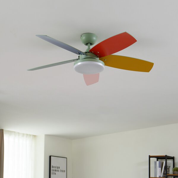 Lindby LED тавански вентилатор Jonte, дърво, DC, тих, Ø 106 cm, Затъмняване, Многоцветен, Дневна/трапезария, Метал, Модерен