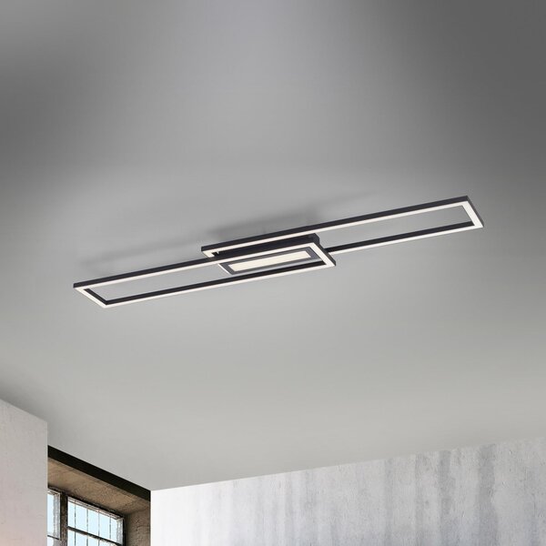JUST LIGHT. GmbH LED таванна лампа Asmin, CCT, черна, 95x17,5cm, Затъмняване, Черен, Дневна/трапезария, Алуминий, Модерен, Таван с много пламъци