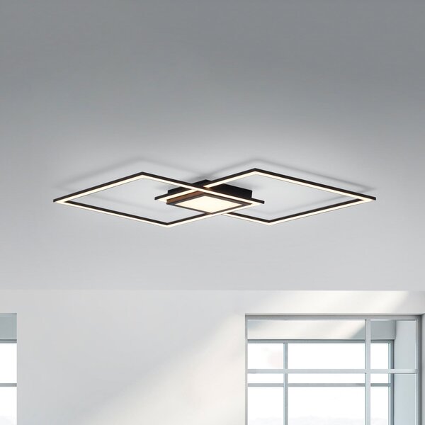 JUST LIGHT. GmbH LED таванска лампа Asmin, CCT, черна, 106x37cm, Затъмняване, Черен, Дневна/трапезария, Алуминий, Модерен, Таван с много пламъци