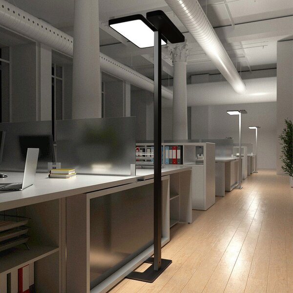Arcchio LED офис лампа Aila, черна, сензор за дневна светлина, Затъмняване, Черен, кабинет / офис, Алуминий, Модерен