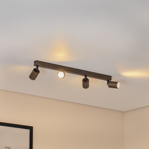TK Lighting Таванен спот Връх, регулируем, кафяв, четири пламъка, линеен, Затъмняване, Кафяв / ръждив, Дневна/трапезария, Метал, Модерен, Таван с много пламъци