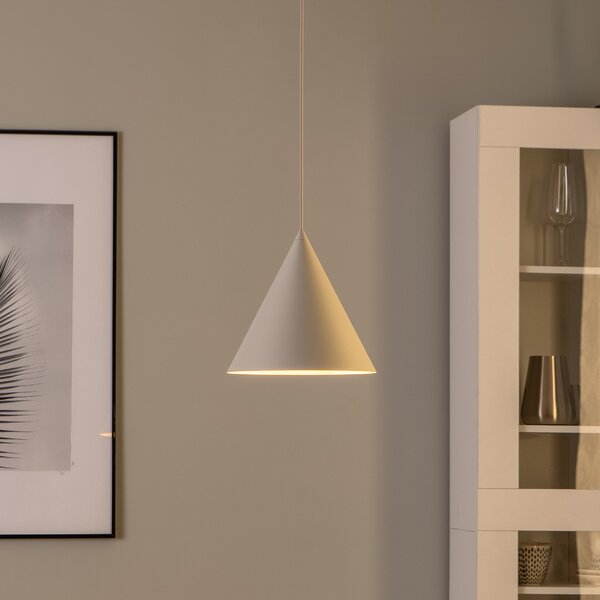 TK Lighting Висящо осветително тяло Cono, единична светлина, Ø 25 cm, бежово, Затъмняване, Бежов, Дневна/трапезария, Метал, Модерен