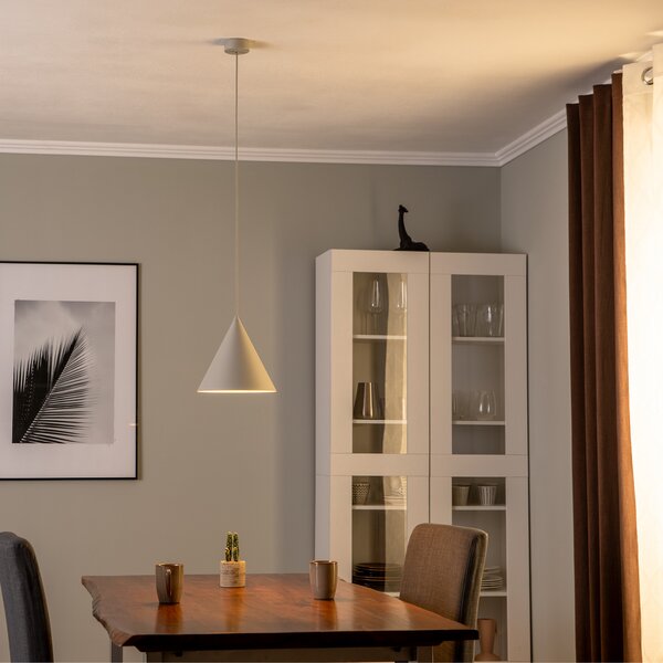 TK Lighting Висящо осветително тяло Cono, единична светлина, Ø 25 cm, бежово, Затъмняване, Бежов, Дневна/трапезария, Метал, Модерен