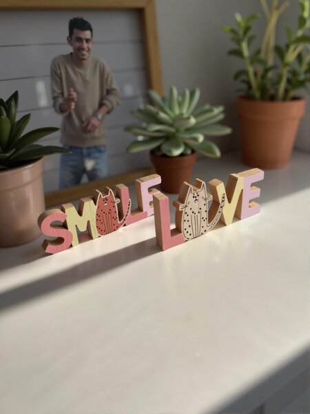Sinsay - Самостоятелно стояща декорация SMILE & LOVE - пастелнорозово