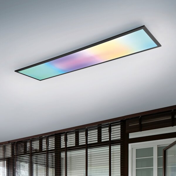 Reality Leuchten LED лампа за таван Beta, дължина 119 см, черна, RGBW, CCT, Затъмняване, Черен, Дневна/трапезария, Метал, Модерен