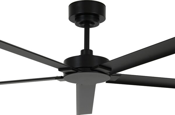 Beacon Lighting Тавански вентилатор Monza, черен, DC, безшумен, Ø 152 см, IP55, Черен, Дневна/трапезария, Алуминий, Модерен