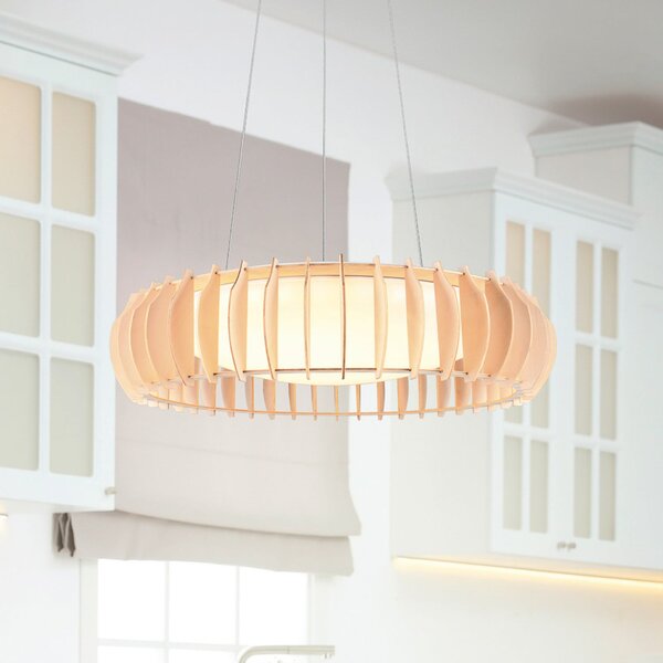 Reality Leuchten Монте LED висяща лампа, Ø 60 cm, светло дърво, CCT, Затъмняване, Дърво, Дневна/трапезария, Дървесина, Скандинавски