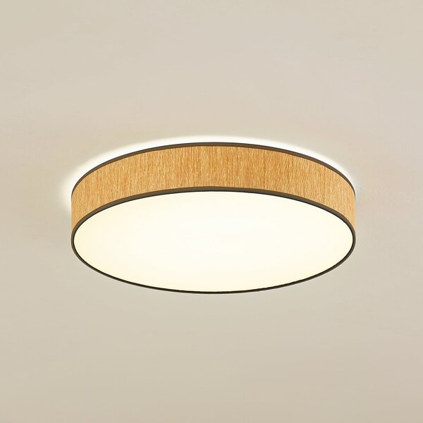 Lindby LED осветление за таван Jutis, бежово, морски водорасли, Ø 50 cm, Дърво, Дневна/трапезария, Дървесина, Модерен