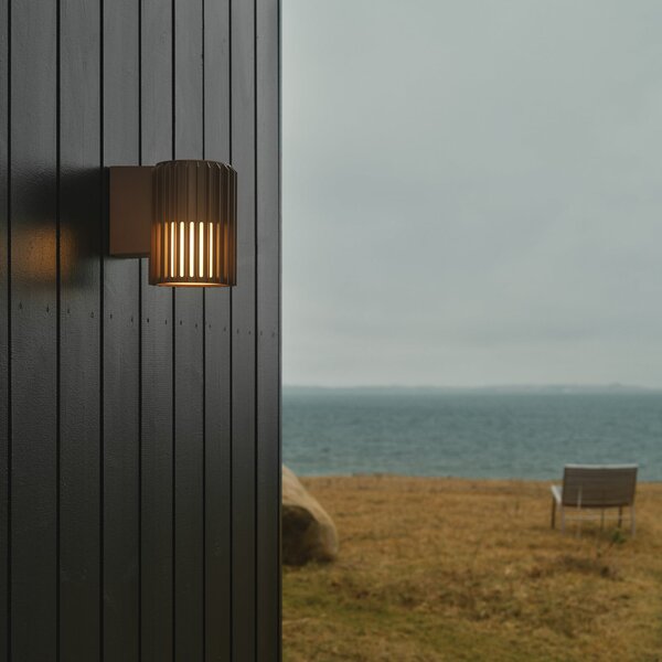 Nordlux Външна стенна лампа Aludra Seaside, алуминий, кафяво металик, Затъмняване, Кафяв / ръждив, Алуминий