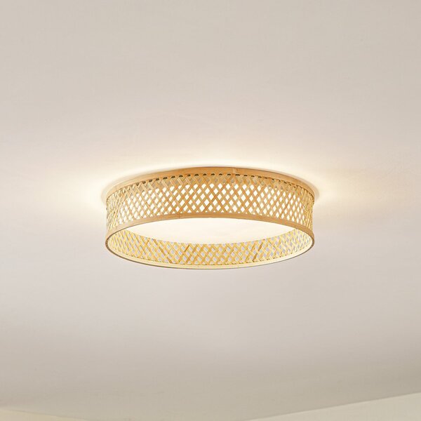 Lindby LED осветление за таван Eilif, бамбук, Ø 40 cm, Дърво, Дневна/трапезария, Бамбук, Модерен