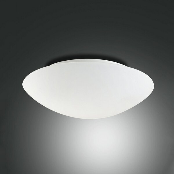 Fabas Luce Осветително тяло за таван Pandora, Ø 46 cm, стъкло, бяло, Затъмняване, Бял, Дневна/трапезария, Стъкло