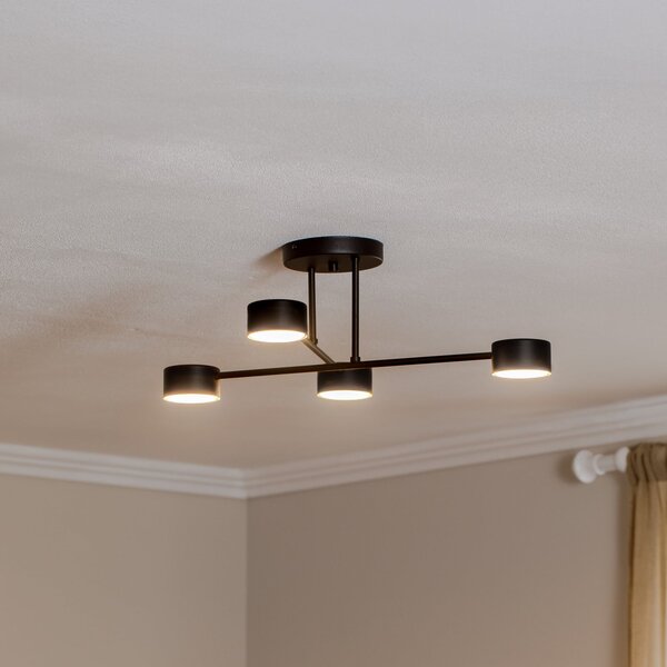 EMIBIG LIGHTING Таванна лампа Modus 4, стомана, четирипламъчна, GX53, черна, Затъмняване, Черен, Дневна/трапезария, Метал, Модерен