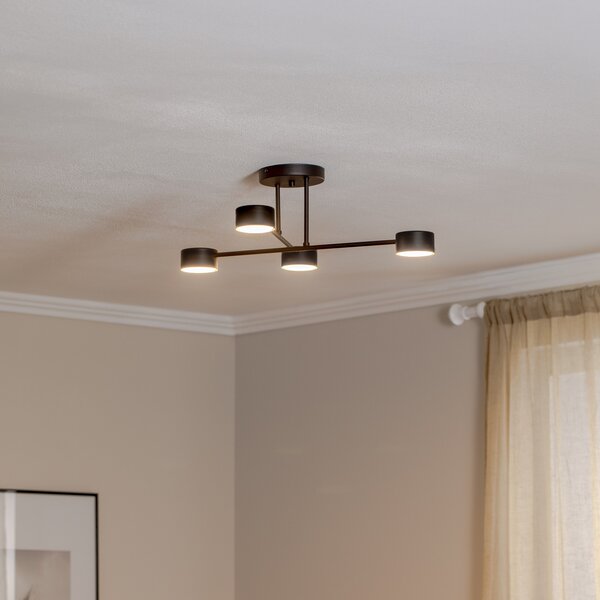 EMIBIG LIGHTING Таванна лампа Modus 4, стомана, четирипламъчна, GX53, черна, Затъмняване, Черен, Дневна/трапезария, Метал, Модерен
