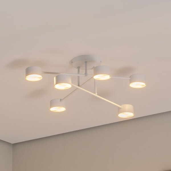 EMIBIG LIGHTING Таванно осветление Modus 6, стомана, шест осветителни тела, GX53, бяло, Затъмняване, Бял, Дневна/трапезария, Метал, Модерен