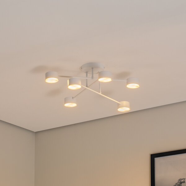 EMIBIG LIGHTING Таванно осветление Modus 6, стомана, шест осветителни тела, GX53, бяло, Затъмняване, Бял, Дневна/трапезария, Метал, Модерен