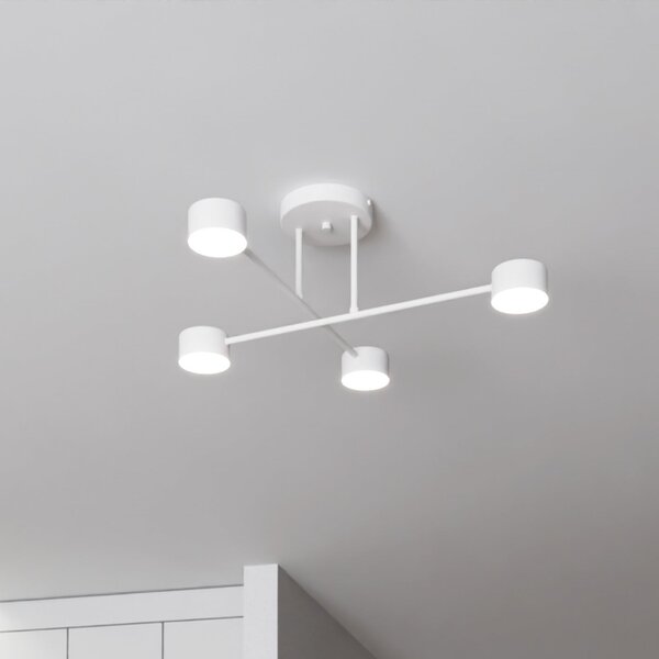 EMIBIG LIGHTING Таванна лампа Modus 4, стомана, четирипламенна, GX53, бяла, Затъмняване, Бял, Дневна/трапезария, Метал, Модерен