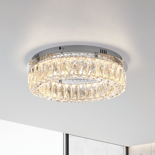 JUST LIGHT. GmbH Светодиодна лампа за таван Kulunka, желязо, кристално стъкло, Затъмняване, Прозрачен, Дневна/трапезария, Метал