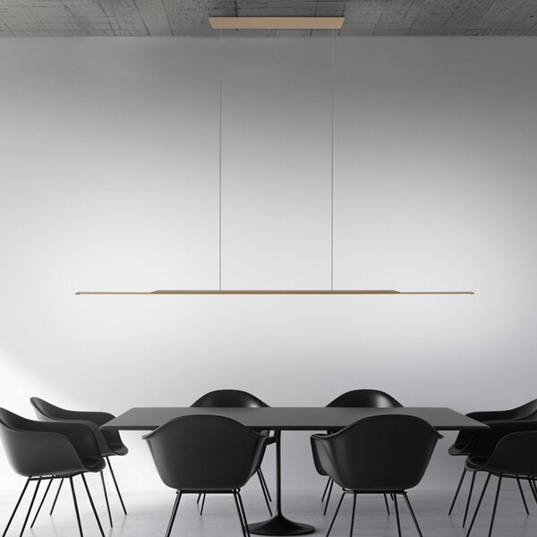 PURE LED висяща лампа Surface, бронз, 160 см, алуминий, 3000 K, Затъмняване, Бронзов / античен месинг, Дневна/трапезария, Алуминий, Модерен