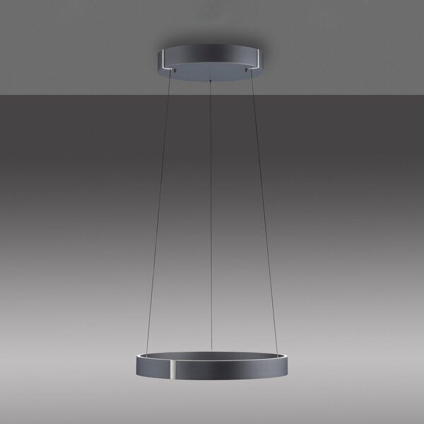 PURE LED висяща лампа E-Clipse, мистично сиво, Ø 50 cm, CCT, Затъмняване, Сив, Дневна/трапезария, Метал, Модерен