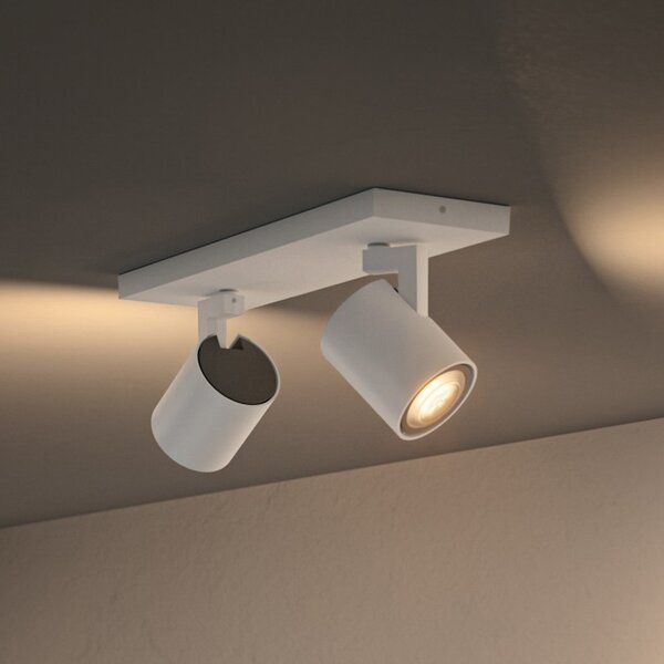 Philips Hue LED Spot Runner, 2-крилен, димер, бял, Затъмняване, Бял, Дневна/трапезария, Алуминий, Модерен