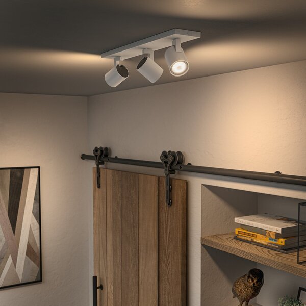 Philips Hue Runner LED прожектор, 3-фундамент, димер, бял, Затъмняване, Бял, Дневна/трапезария, Алуминий, Модерен