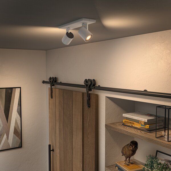 Philips Hue LED Spot Runner, 2-крилен, димер, бял, Затъмняване, Бял, Дневна/трапезария, Алуминий, Модерен
