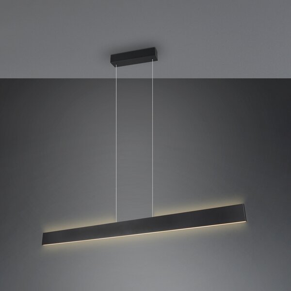 Trio Lighting Galway LED висящо осветително тяло, матово черно, нагоре/надолу, CCT, метал, Затъмняване, Черен, Дневна/трапезария, Метал, Модерен