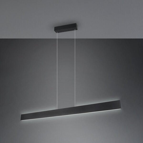 Trio Lighting Galway LED висящо осветително тяло, матово черно, нагоре/надолу, CCT, метал, Затъмняване, Черен, Дневна/трапезария, Метал, Модерен