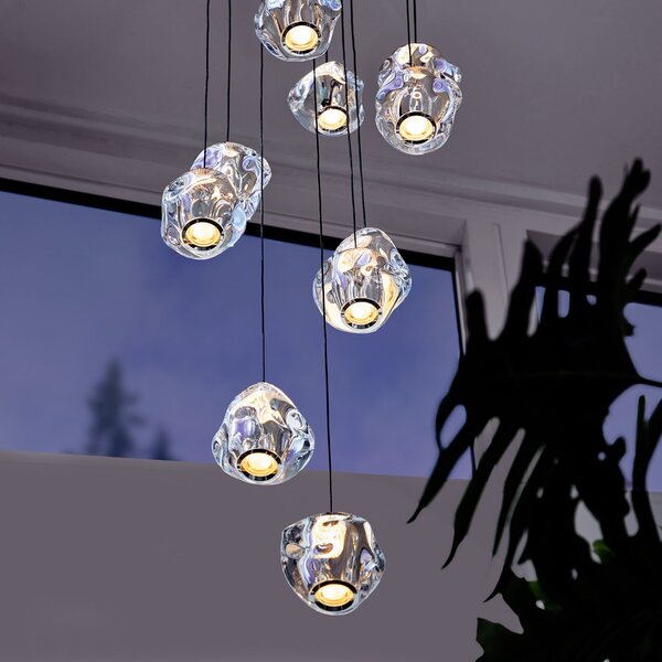 LOOM DESIGN LED висящо осветление Ice Ball, хром/ясен 10 светлини, Затъмняване, Металик, Дневна/трапезария, Метал, Модерен, Глобус
