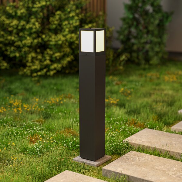 Deko-Light Осветителна пътека Facado II, височина 65 cm, ъглова, тъмно сиво/опал, Затъмняване, Сив, Алуминий
