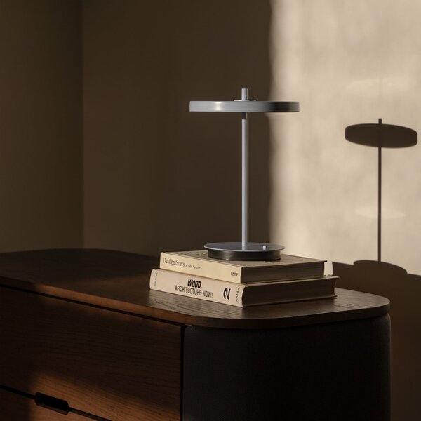 UMAGE LED акумулаторна настолна лампа Asteria Move, светлосиня, 31 cm, Затъмняване, Син, Дневна/трапезария, Метал, Дизайн