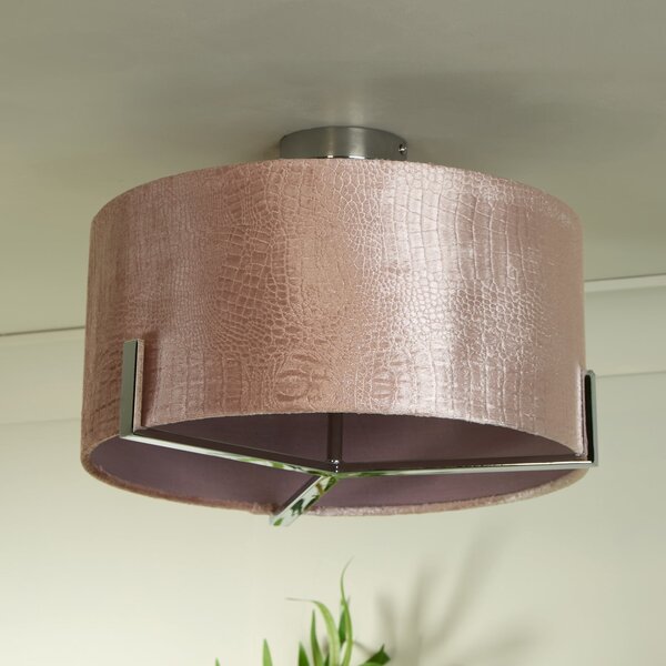 Searchlight Таванска лампа Kyran, червена, метал, кадифе, Ø 40 cm, E27, Затъмняване, Червен, Дневна/трапезария, Плат / текстил, Модерен