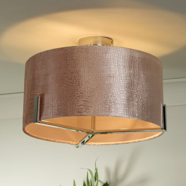 Searchlight Таванска лампа Kyran, червена, метал, кадифе, Ø 40 cm, E27, Затъмняване, Червен, Дневна/трапезария, Плат / текстил, Модерен