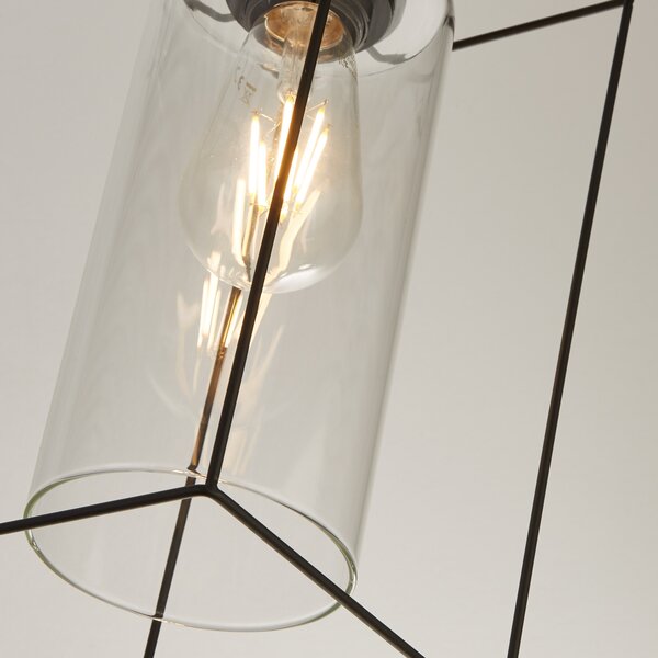 Searchlight Висяща лампа Vesperon, прозрачна, стъкло, 3-пламъчна, 75 cm, Затъмняване, Прозрачен, Дневна/трапезария, Стъкло, Модерен
