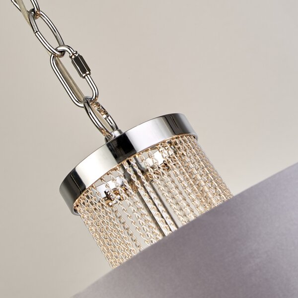 Searchlight Висяща лампа Alina, сива, метал, Ø 40 cm, E14, Затъмняване, Сив, Дневна/трапезария, Плат / текстил, Модерен