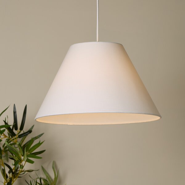Searchlight Висяща лампа Lyta, бяла, Ø 38 cm, текстил, E27, конусовидна форма, Затъмняване, Бял, Дневна/трапезария, Плат / текстил, Скандинавски