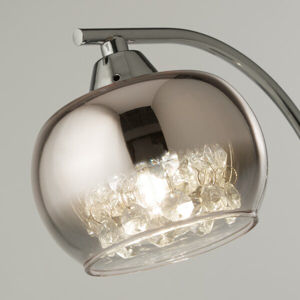 Searchlight Настолна лампа Ianis, сива, метал/стъкло, височина 36 cm, G9, Прозрачен, Дневна/трапезария, Стъкло, Модерен