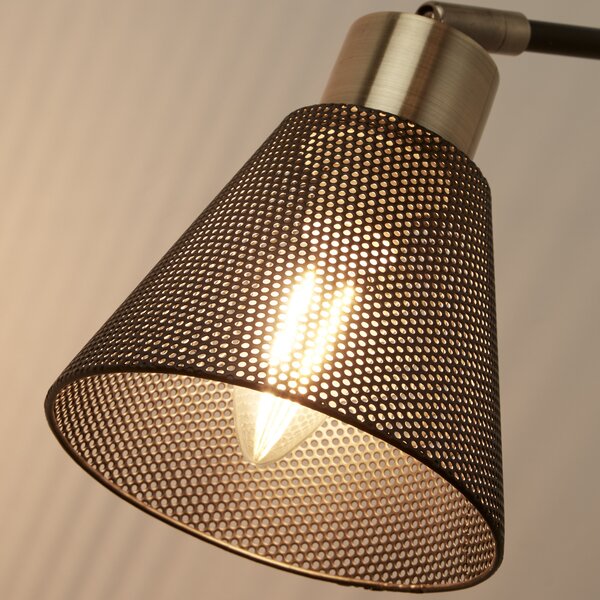 Searchlight Стена лампа Sepanta, черен/месинг, метал, височина 21cm, E14, Затъмняване, Черен, Дневна/трапезария, Метал, Модерен
