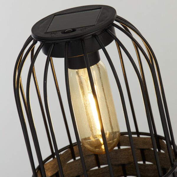 Searchlight Слънчева LED лампа за тераса Tahoa, 26 см, сива, ратан, IP44, Сив, Дървесина, Къща в провинцията / Рустик