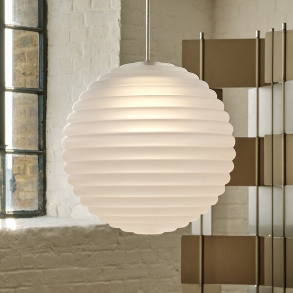 Tom Dixon LED висяща лампа Press Sphere, матирана, Ø 30 cm, Затъмняване, Бял, Дневна/трапезария, Стъкло, Дизайн