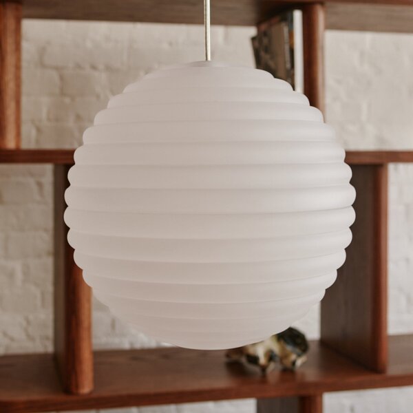 Tom Dixon LED висяща лампа Press Sphere, матирана, Ø 30 cm, Затъмняване, Бял, Дневна/трапезария, Стъкло, Дизайн