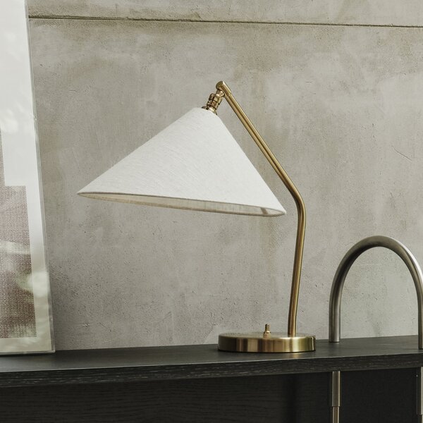 GUBI Gubi Настолна лампа Gräshoppa, бяла, метал/текстил, E14, Бял, Дневна/трапезария, Плат / текстил, Дизайн