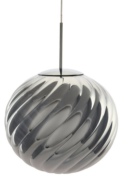 Tom Dixon LED висяща лампа Whirl, сребриста, 45 cm пластмаса, димер, Затъмняване, Металик, Дневна/трапезария, Пластмаса, Дизайн