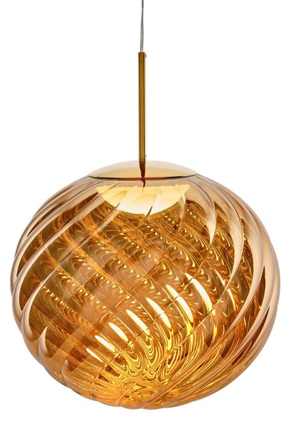 Tom Dixon LED висяща лампа Whirl, златна, 45 cm, пластмаса, димер, Затъмняване, Злато / месинг, Дневна/трапезария, Пластмаса, Дизайн