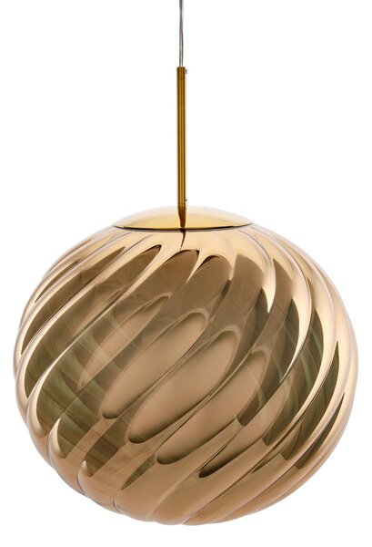 Tom Dixon LED висяща лампа Whirl, златна, 45 cm, пластмаса, димер, Затъмняване, Злато / месинг, Дневна/трапезария, Пластмаса, Дизайн