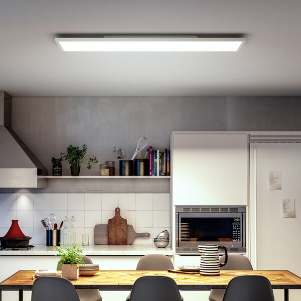 Philips Hue LED панел White Ambiance Aurelle, 120x30cm, бял, Затъмняване, Бял, Дневна/трапезария, Метал, Модерен