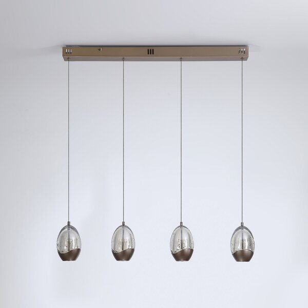 Searchlight LED висяща лампа Seeds, кремава, дължина 75 cm, стъкло 4-flg., Затъмняване, Бежов, Дневна/трапезария, Стъкло