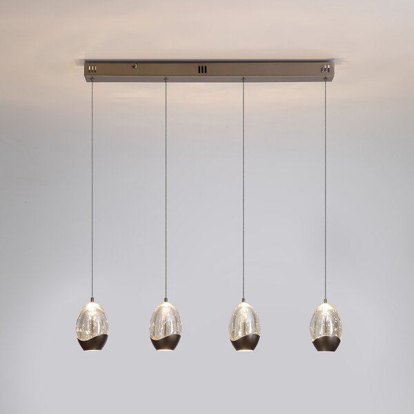 Searchlight LED висяща лампа Seeds, кремава, дължина 75 cm, стъкло 4-flg., Затъмняване, Бежов, Дневна/трапезария, Стъкло