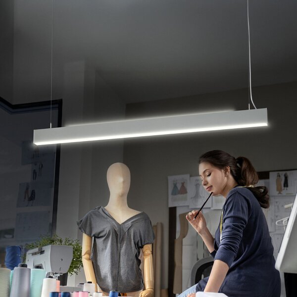 OSRAM LED висяща лампа Office line Cuboid бяла 4.000 K DIM, Затъмняване, Бял, кабинет / офис, Алуминий, Модерен